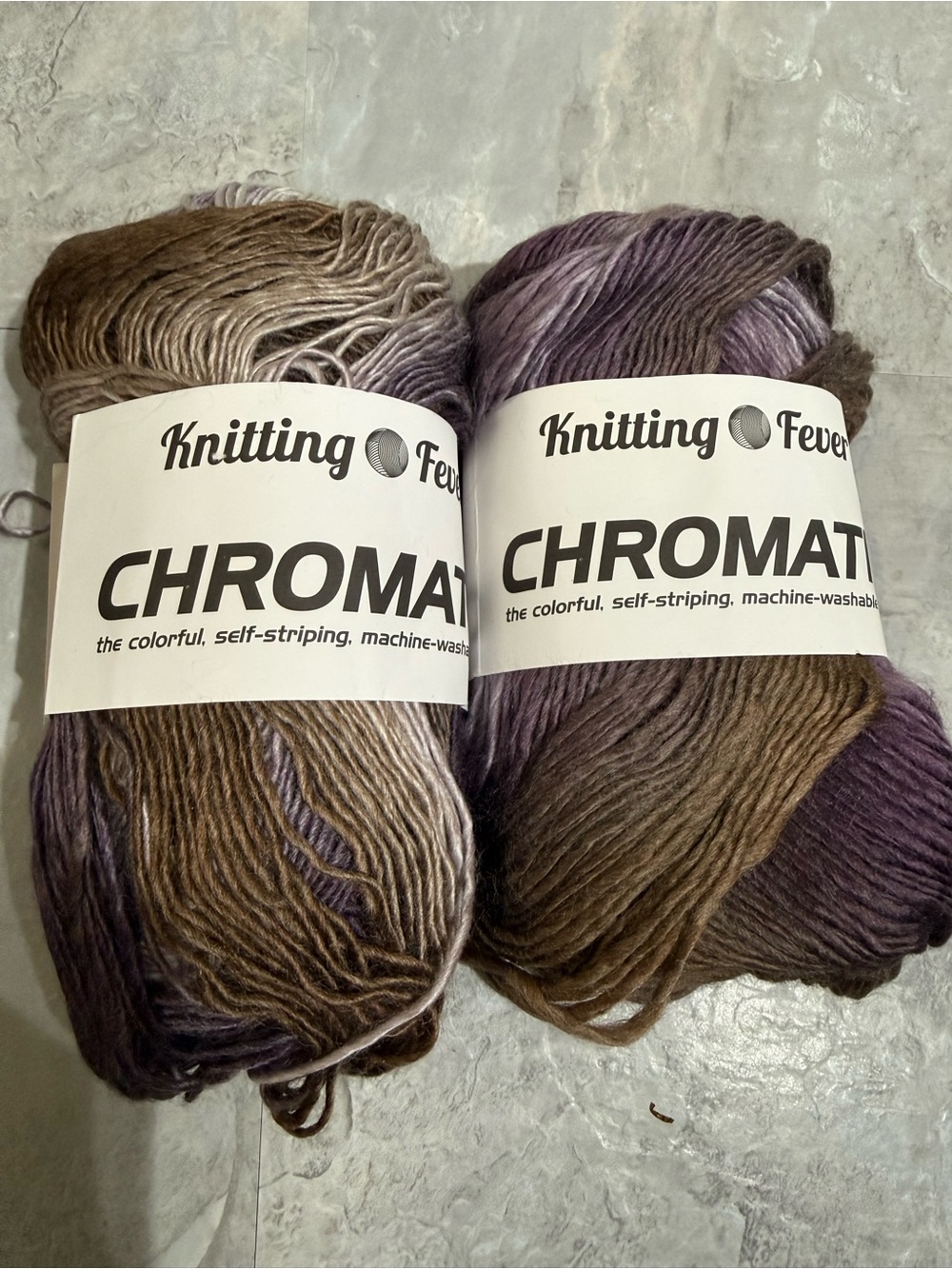 2 Skeins Knitting Fever Chromatic Chunky Yarn  1015- Self-Striping- Discontinued